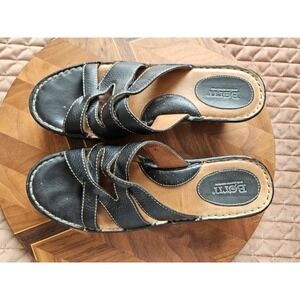 Born Women's Hand-Crafted Woven Black Leather Slip-On Shoe, 2" Heel, Sz. 10